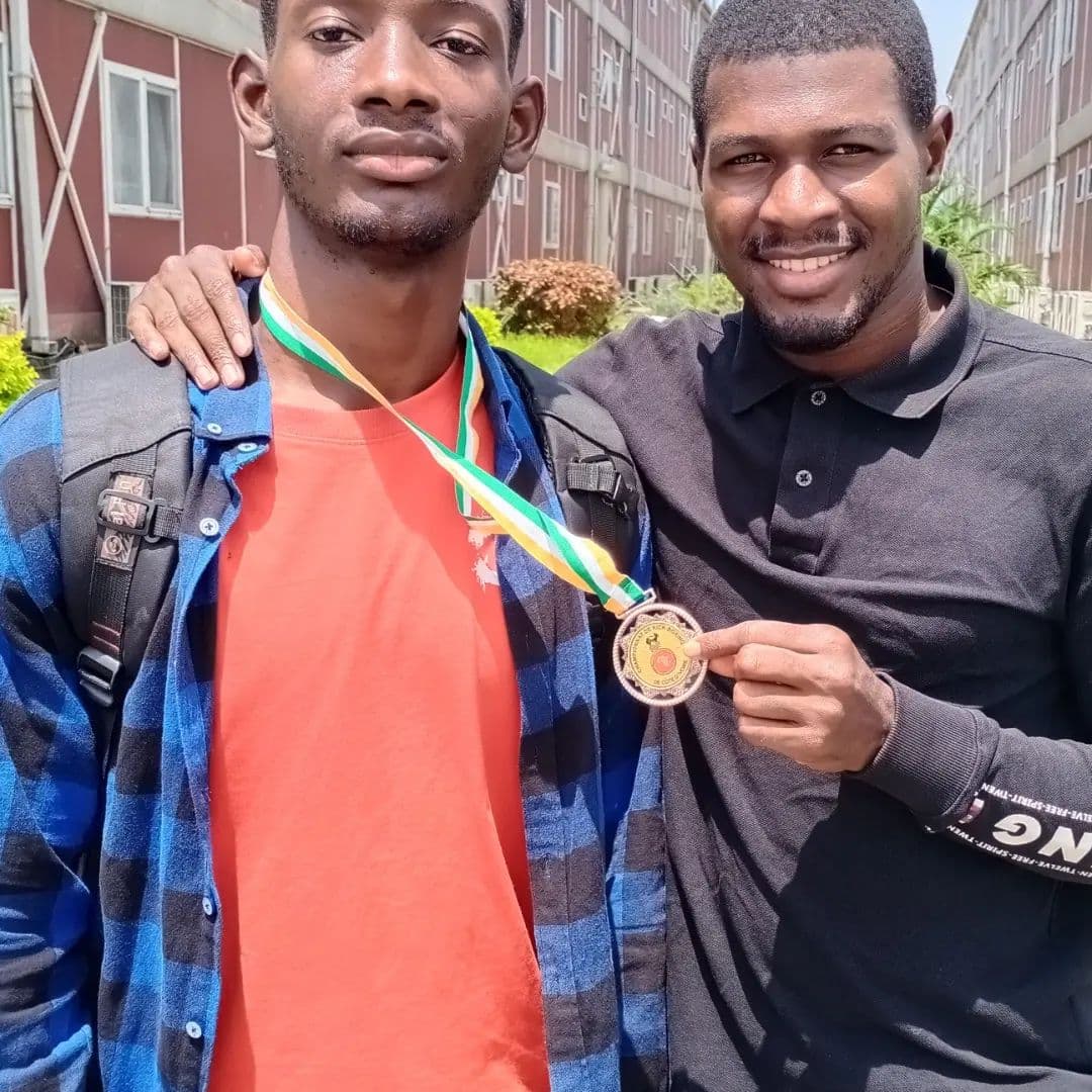 Student winning bronze in kickboxing